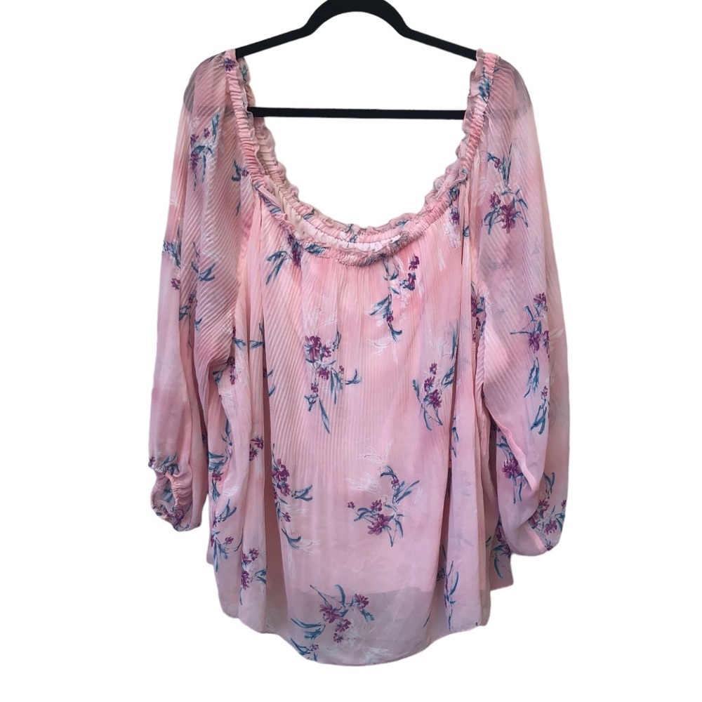 Lane Bryant Pink Pleated Floral Blouse size 26/28 - Picture 1 of 10